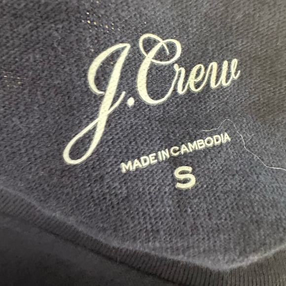 J. Crew Heart Embroidered T-Shirt Women’s S Blue Red Short Sleeve Tee Crew Neck - Picture 4 of 6